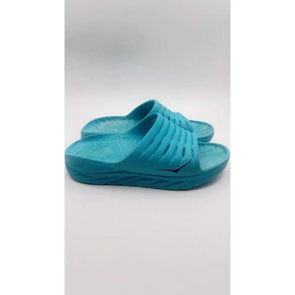 Hoka One One Unisex M9/W11Aqua Blue Recovery Slide Sandals Lightweight Cushioned